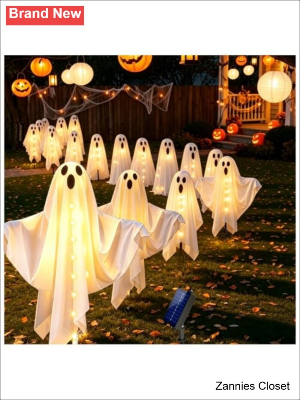 👻 3Pack Solar Powered Halloween Ghost Pathway Lights 8 Modes Waterproof